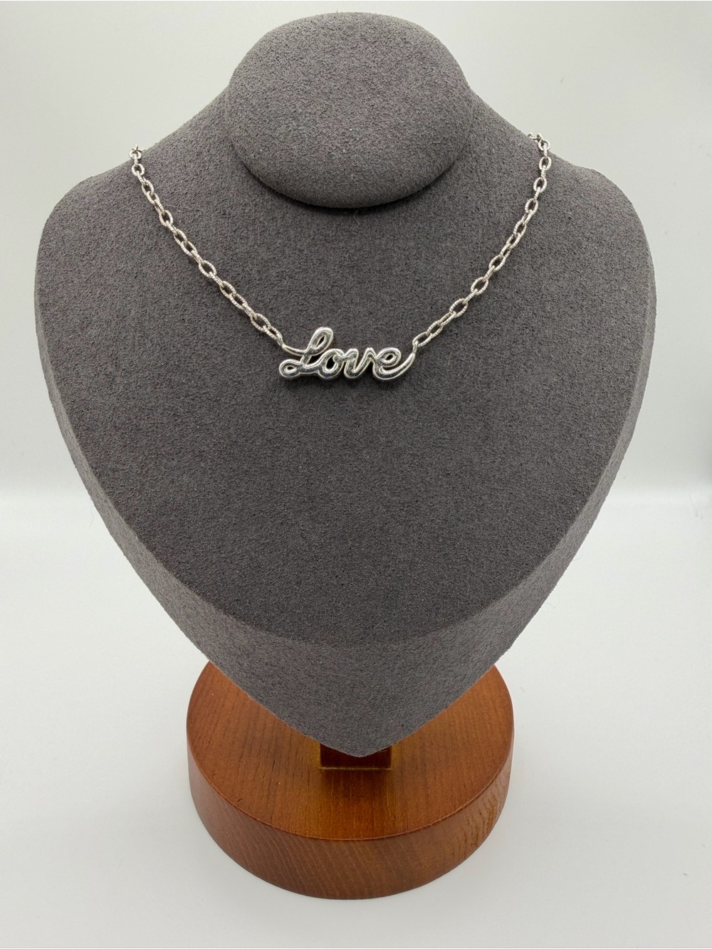 Charles Garnier Silver 'Love' Script Pendant Necklace 18 inches - Women Jewelry